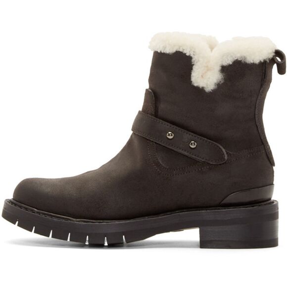 rag & bone Ashford Leather Suede Moto Booties Lamb Shearling size 8 - Picture 1 of 10